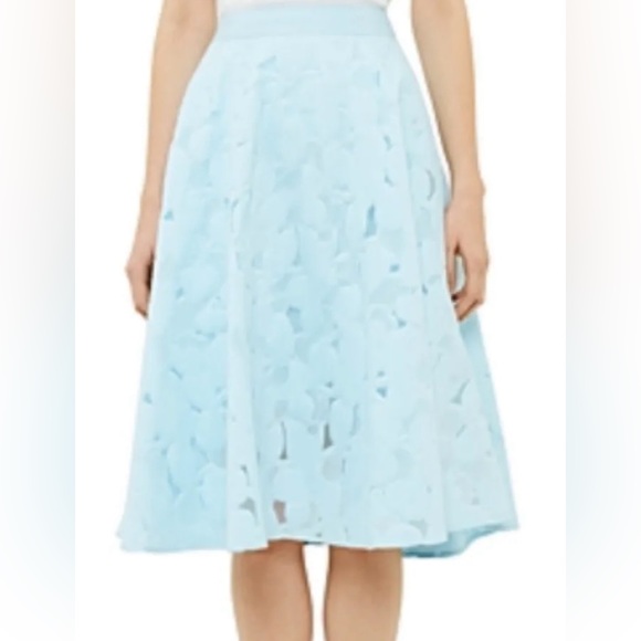 Ted Baker London Sky Blue Quinia Full Pleated Skirt Embroidered Lace & Burnout - Picture 11 of 12